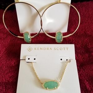 Kendra Scott Chalcedony Earrings And Necklace Set.